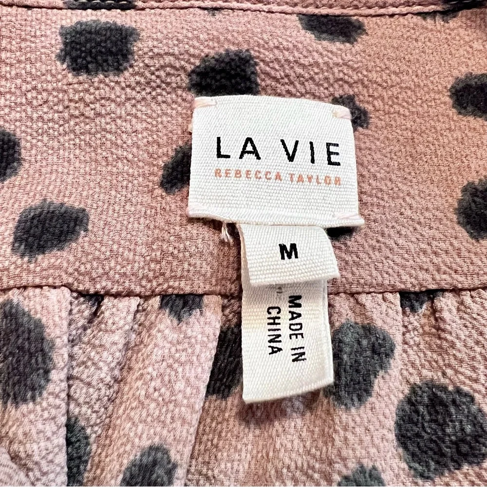 Rebecca Taylor La Vie Le Faune Mini Dress Sz M Smock Cheetah Print Long Sleeve